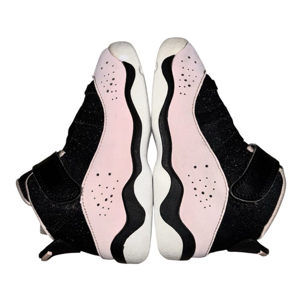 Girls Jordan Light Pink & Black Glitter Strap Athletic Shoes | Toddler 8